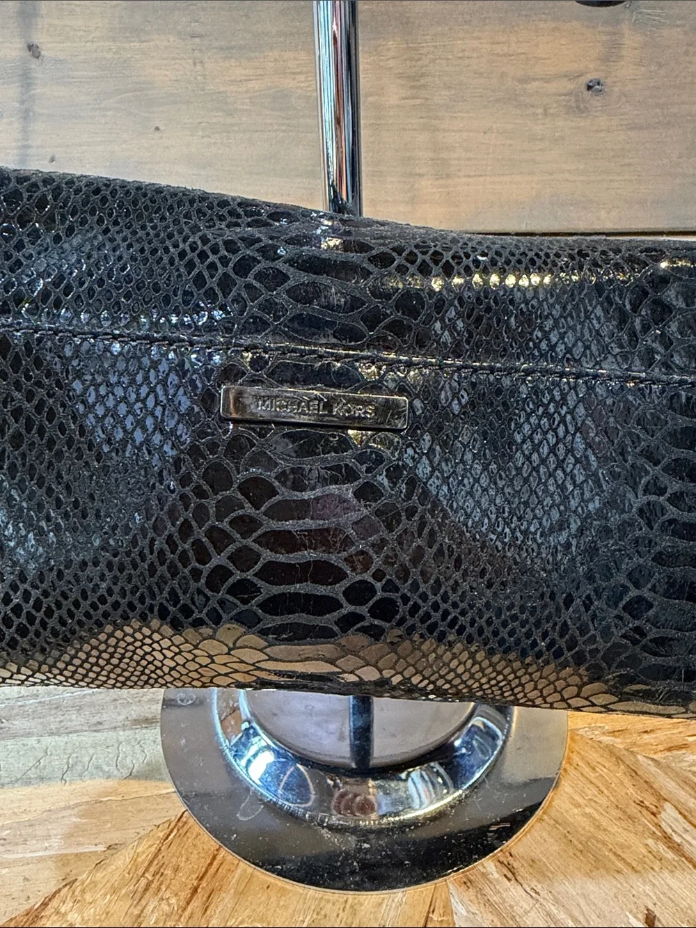 Michael Kors Black Studded Chain Shoulder Clutch Antonia
